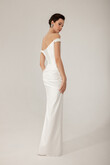 Kaira Off-Shoulder Satin Wedding Dress with Slit preview photo # 6