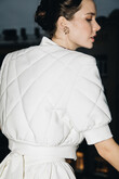 Teddy Quilted Crepe Bridal Bomber Jacket preview photo # 5