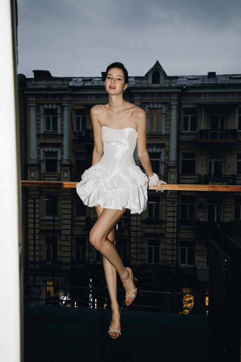 Malika Strapless Silk Taffeta Balloon Skirt Dress