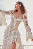 Riot Ruffled Chiffon A-Line Wedding Dress preview photo # 8