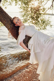 Sia Tiered Chiffon Boho Wedding Dress preview photo # 10