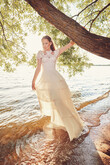 Sia Tiered Chiffon Boho Wedding Dress preview photo # 7