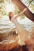 Sia Tiered Chiffon Boho Wedding Dress preview photo # 6
