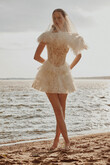 Luna Lace & Pleated Tulle Mini Wedding Dress preview photo # 3