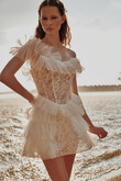 Luna Lace & Pleated Tulle Mini Wedding Dress preview photo # 1