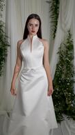 Verona High Neck Satin Midi Wedding Dress preview video # 2