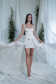 Emily Convertible Mini Wedding Dress with Overskirt preview photo # 5