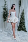 Sofira Strapless Taffeta Mini Dress with Tulip Skirt preview photo # 1