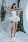Sofira Strapless Taffeta Mini Dress with Tulip Skirt preview photo # 3