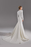 Odetta Long Sleeve Crepe Mermaid Wedding Dress preview photo # 4