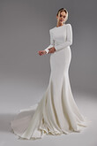 Odetta Long Sleeve Crepe Mermaid Wedding Dress preview photo # 1