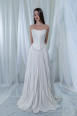 Ellora Strapless Pleated Silk Wedding Dress preview photo # 1