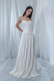Ellora Strapless Pleated Silk Wedding Dress preview photo # 4
