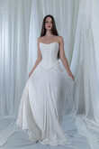 Ellora Strapless Pleated Silk Wedding Dress preview photo # 3