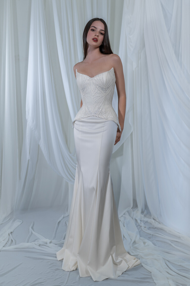 Milana Beaded Corset Satin Mermaid Wedding Dress