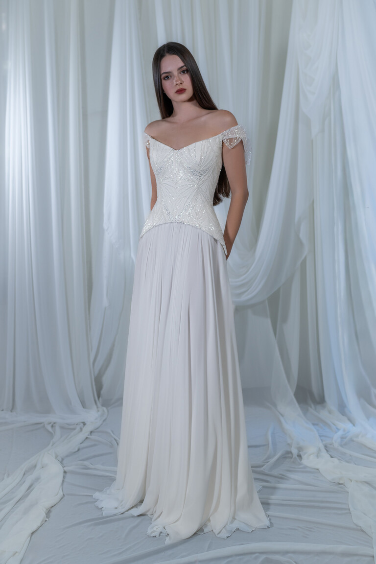 Divine Beaded Corset Chiffon A-Line Wedding Dress