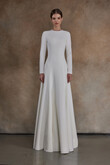 Stella Minimalist Long Sleeve Crepe Wedding Dress preview photo # 1