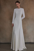 Stella Minimalist Long Sleeve Crepe Wedding Dress preview photo # 3