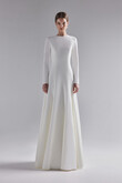 Stella Minimalist Long Sleeve Crepe Wedding Dress preview photo # 4