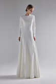Stella Minimalist Long Sleeve Crepe Wedding Dress preview photo # 5