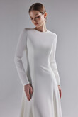 Stella Minimalist Long Sleeve Crepe Wedding Dress preview photo # 6