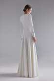 Stella Minimalist Long Sleeve Crepe Wedding Dress preview photo # 7
