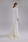 Arlette Long Sleeve Crepe Wedding Dress preview photo # 4