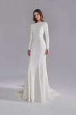 Odetta Long Sleeve Crepe Mermaid Wedding Dress preview photo # 10