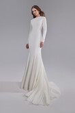 Odetta Long Sleeve Crepe Mermaid Wedding Dress preview photo # 13