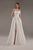 Rihanna Strappy Satin A-Line Wedding Dress with Slit
