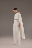 Cape Gera Crepe Bridal Cape with Button Detail preview photo # 3