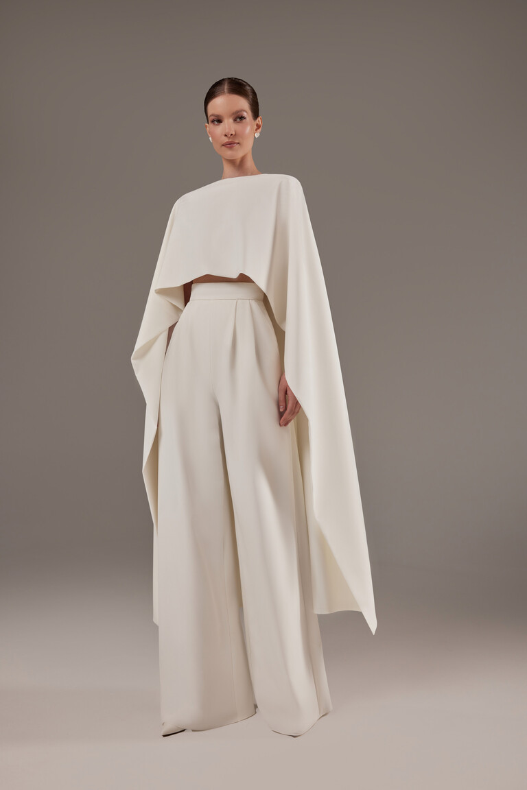 Cape Gera Crepe Bridal Cape with Button Detail