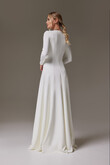 Stella Minimalist Long Sleeve Crepe Wedding Dress preview photo # 8