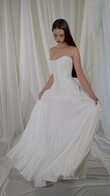 Ellora Strapless Pleated Silk Wedding Dress preview video # 2