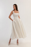 Vlada Midi Square Neck Wedding Dress with Pockets preview photo # 1