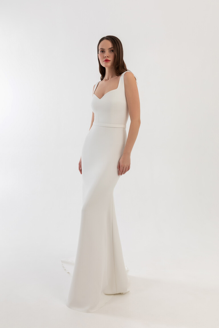 Justina Minimalist Crepe Mermaid Wedding Dress