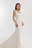 Justina Minimalist Crepe Mermaid Wedding Dress preview photo # 3