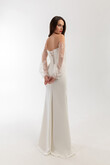 Fleur preview photo # 2 Fleur Off-the-Shoulder Crepe Wedding Dress with Lace Sleeves preview photo # 2