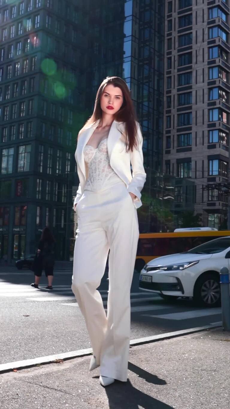 Elif 3-Piece Satin Bridal Suit with Lace Corset