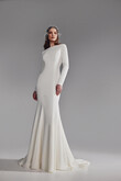 Odetta Long Sleeve Crepe Mermaid Wedding Dress preview photo # 6