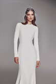 Odetta Long Sleeve Crepe Mermaid Wedding Dress preview photo # 8