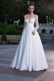 Quinn Long Sleeve Satin & Lace A-Line Wedding Dress preview photo # 3