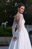 Quinn Long Sleeve Satin & Lace A-Line Wedding Dress preview photo # 5