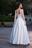 Quinn Long Sleeve Satin & Lace A-Line Wedding Dress preview photo # 6