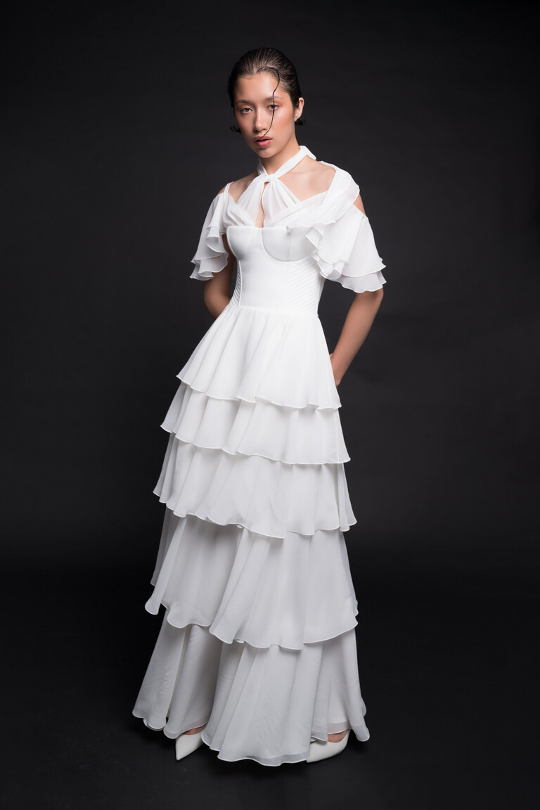 Sia Tiered Chiffon Boho Wedding Dress