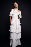 Sia Tiered Chiffon Boho Wedding Dress preview photo # 3