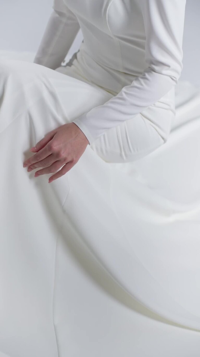 Odetta Long Sleeve Crepe Mermaid Wedding Dress