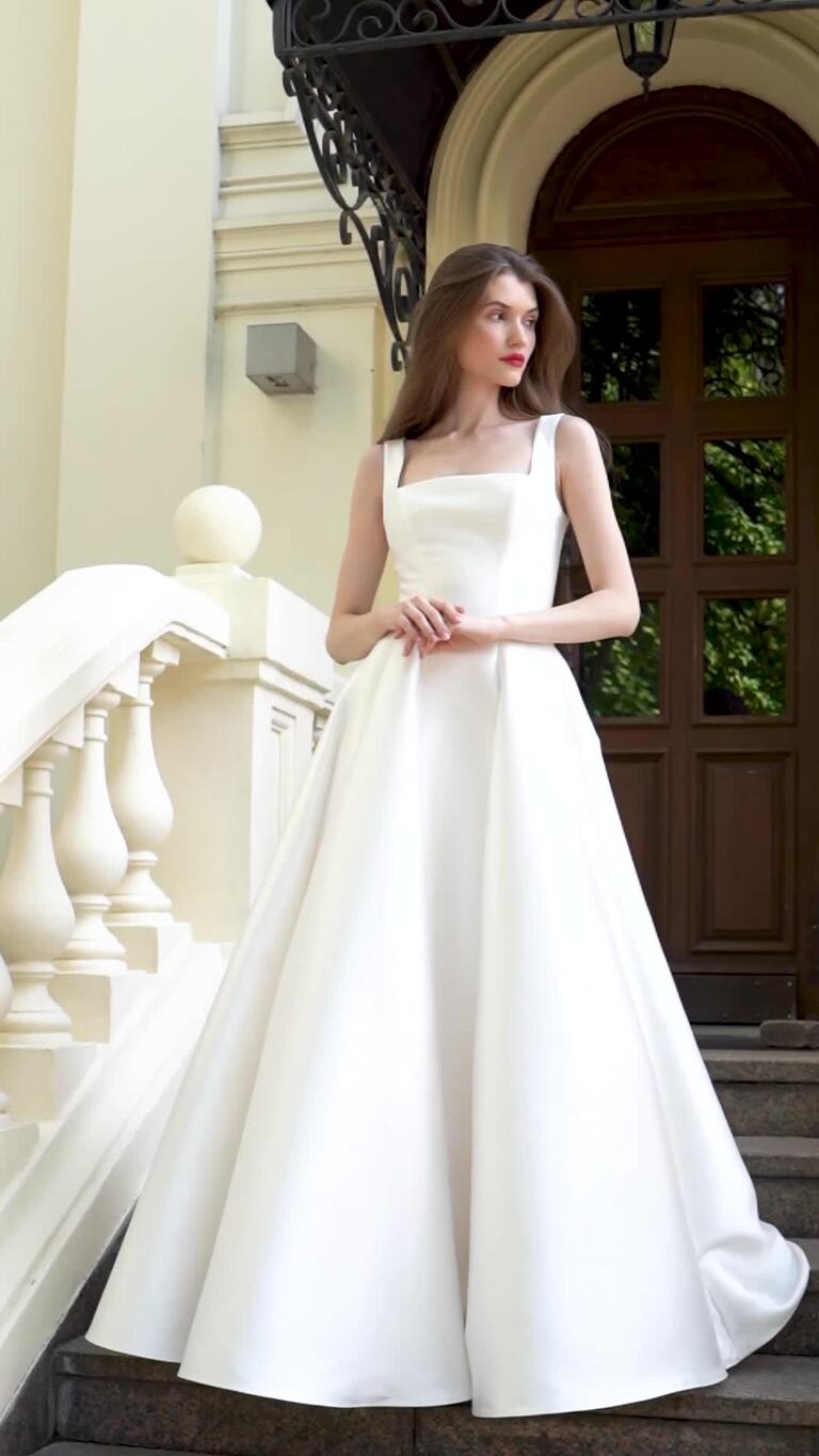 Jolie Square Neck Satin A-Line Wedding Dress
