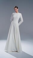 Stella Minimalist Long Sleeve Crepe Wedding Dress preview video # 2