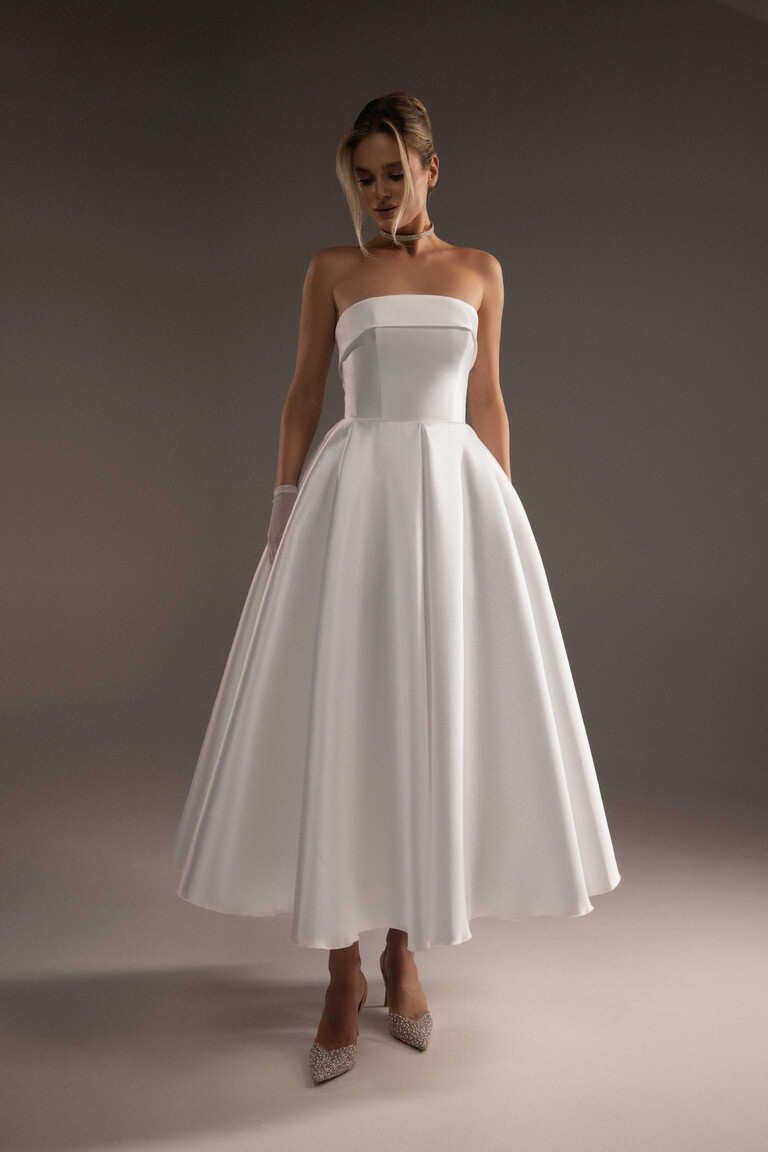 Sophie Strapless Midi A-Line Wedding Dress